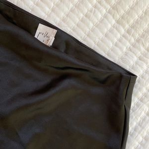 Princess Polly Black Satin Midi Skirt